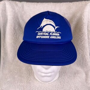 Central Florida Offshore Anglers Trucker Style Snapback Hat Snapback Mesh Blue